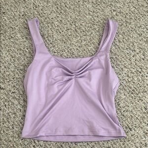 Amazon Purple Ruched Sleeveless Crop Tank Top